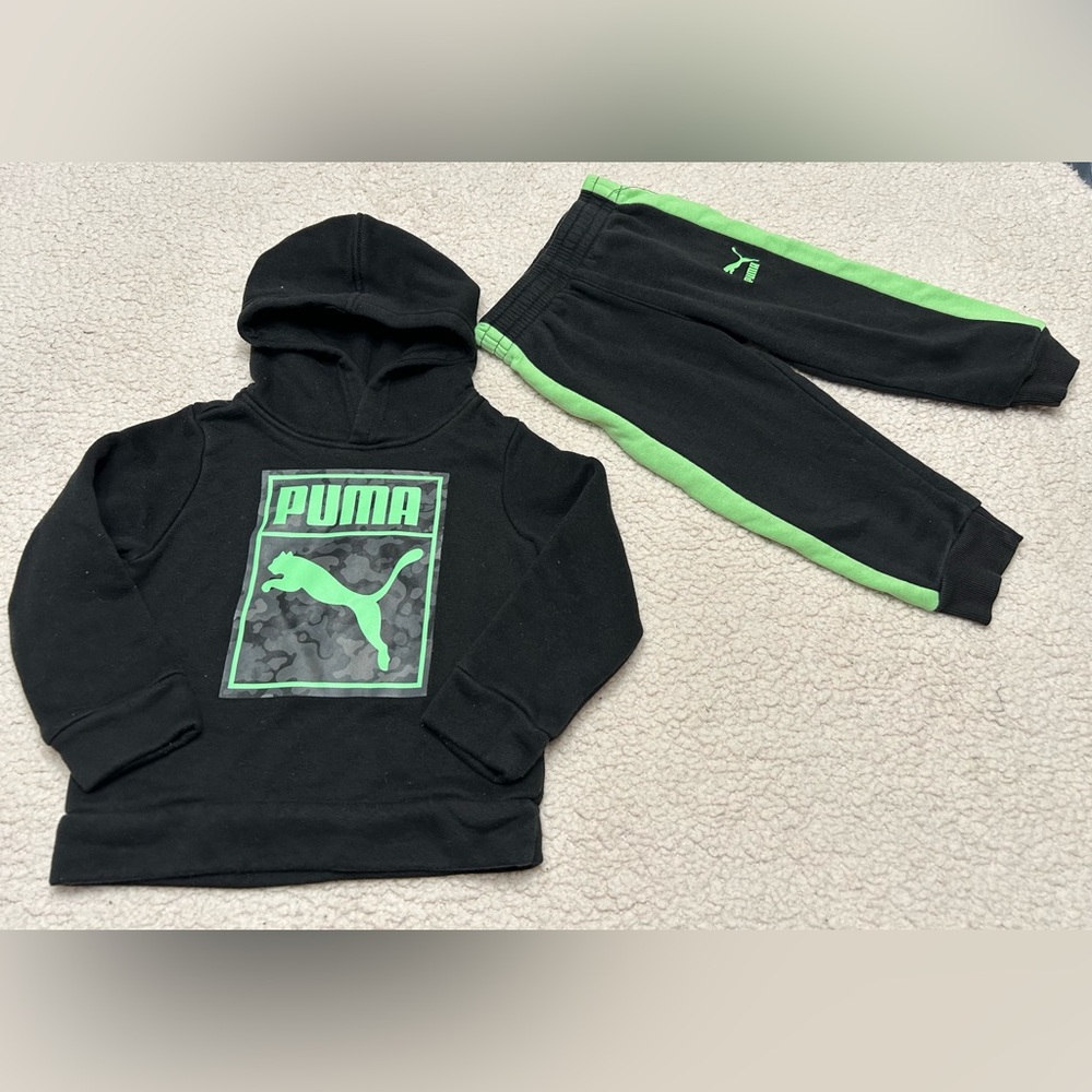 Puma Black Hoodie with Green Logo